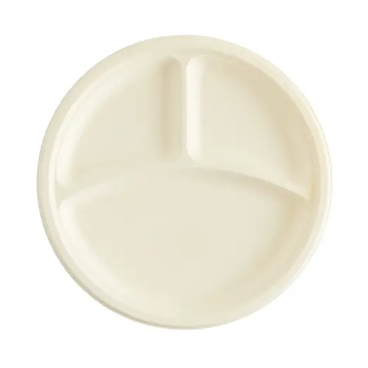 11-3.webp Farfurii biodegradabile, de unică folosință, rotundă, din trestie, cu 3 compartimente