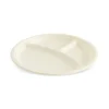 12-3.webp Farfurii biodegradabile, de unică folosință, rotundă, din trestie, cu 3 compartimente