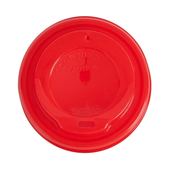 Capace de unică folosintă, roșii, din plastic, pentru pahare din carton