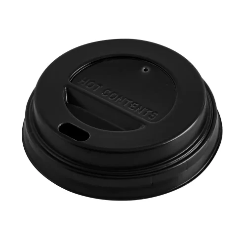 Capace de unică folosintă, negre, din plastic, pentru pahare din carton