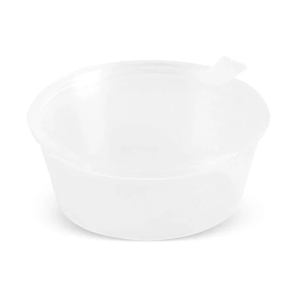 Sosieră unică folosință, rotundă, din plastic, cu capac atașat