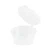 Sosieră unică folosință, rotundă, din plastic, cu capac atașat