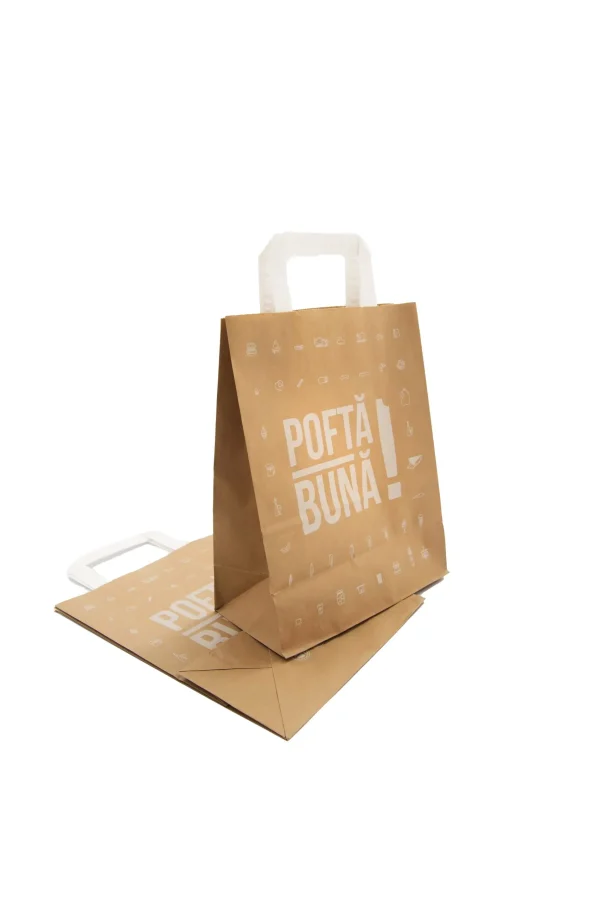 Punga-2-scaled-1.webp Sacoșe hârtie natur, cu mânere, model "Poftă bună"