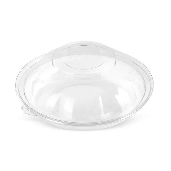 Bol salată de unică folosință, transparent, rotund, din plastic + capac