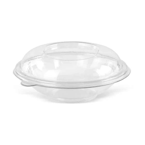 Bol salată de unică folosință, transparent, rotund, din plastic + capac