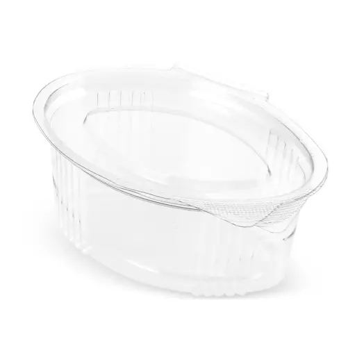 Sosieră unică folosință, ovală, cu capac atașat, din plastic