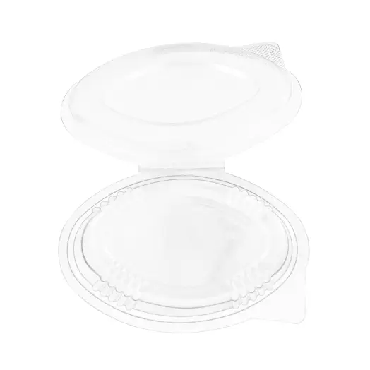 Sosieră unică folosință, ovală, cu capac atașat, din plastic