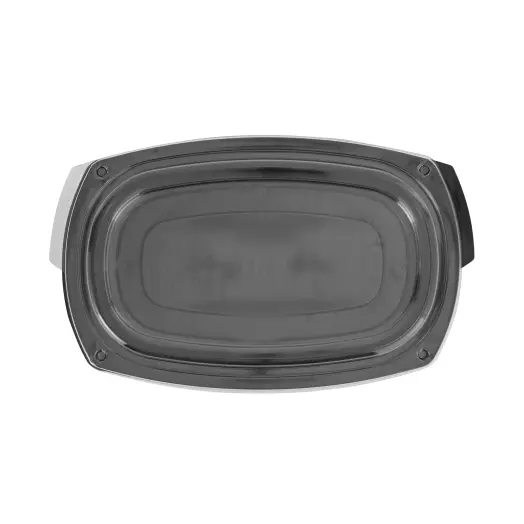 Platou de unică folosință, negru, cu capac, din plastic