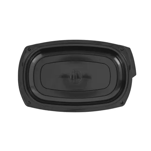 Platou de unică folosință, negru, cu capac, din plastic