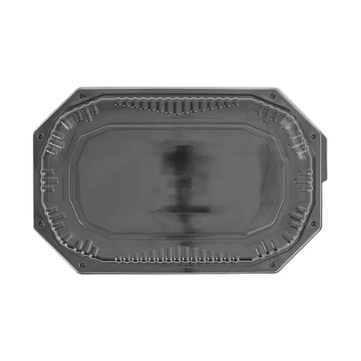 Platou de unică folosință, negru, cu capac, din plastic