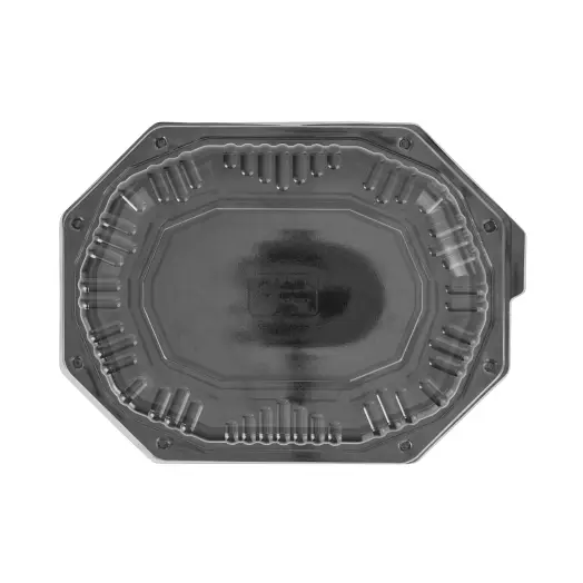 Platou de unică folosință, negru, cu capac, din plastic