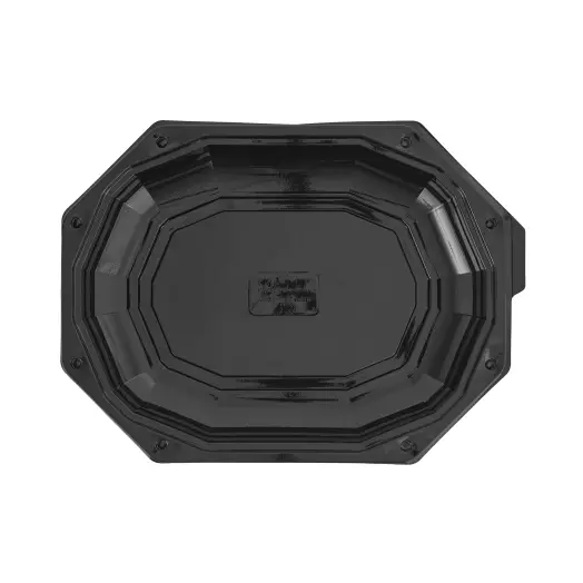 Platou de unică folosință, negru, cu capac, din plastic
