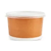 Bol supă de unică folosință din carton natur, interior alb, cu capac plastic