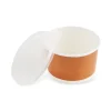 Bol supă de unică folosință din carton natur, interior alb, cu capac plastic